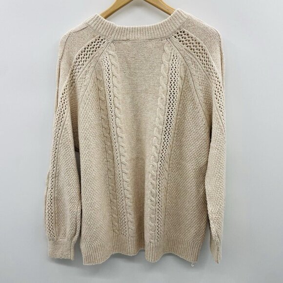 And Now This Womens Trendy Plus Size 2X Mixed-Knit Crewneck Sweater Cafe Melan - Picture 4 of 7